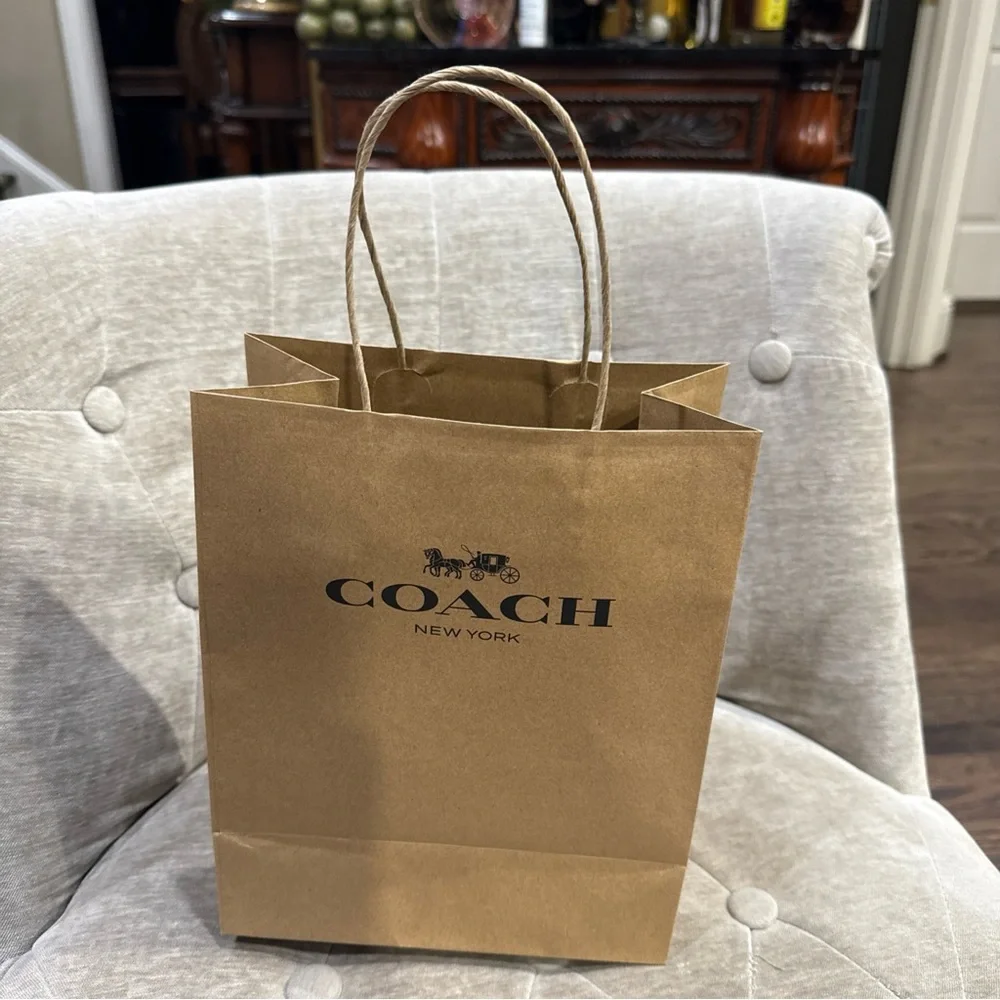 Coach New York Empty Brown Paper Shopping Gift Bags 10x8x4.5” Small Size